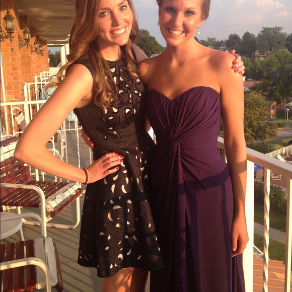 Navy cutout fit and flare dress - Picture 9 of 14